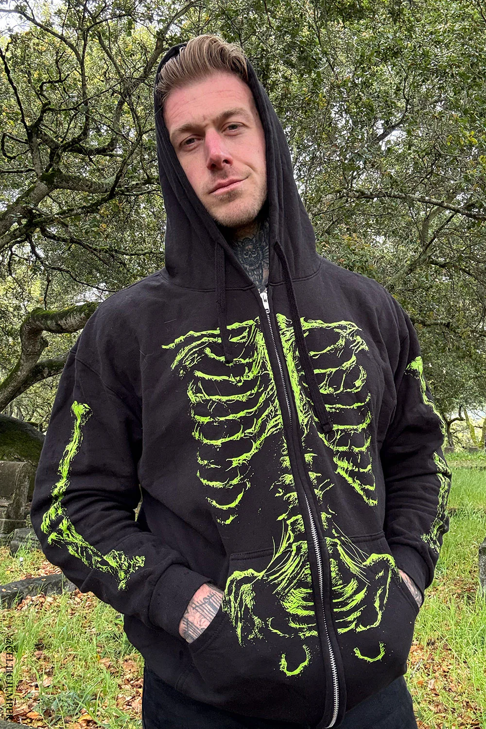 Zombie Rot Skeleton Hoodie [Monster Green] - Image 6