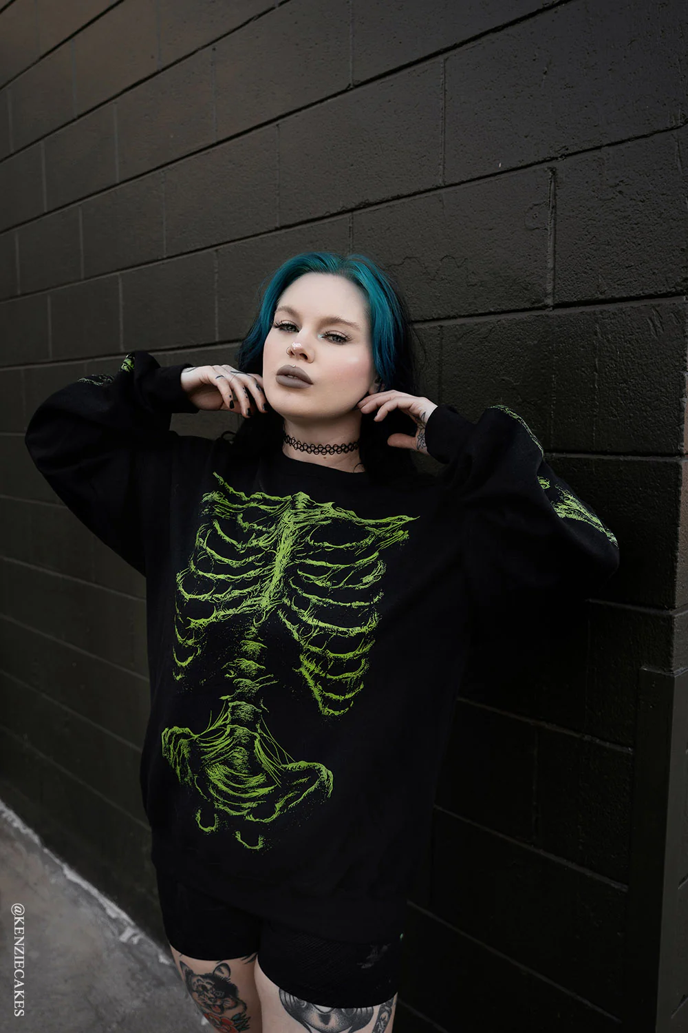Zombie Rot Skeleton Sweatshirt [Monster Green] - Image 7